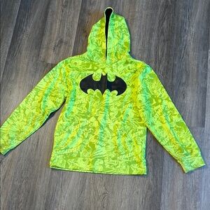 Batman Neon Yellow/Green and Black Hoodie Size 18